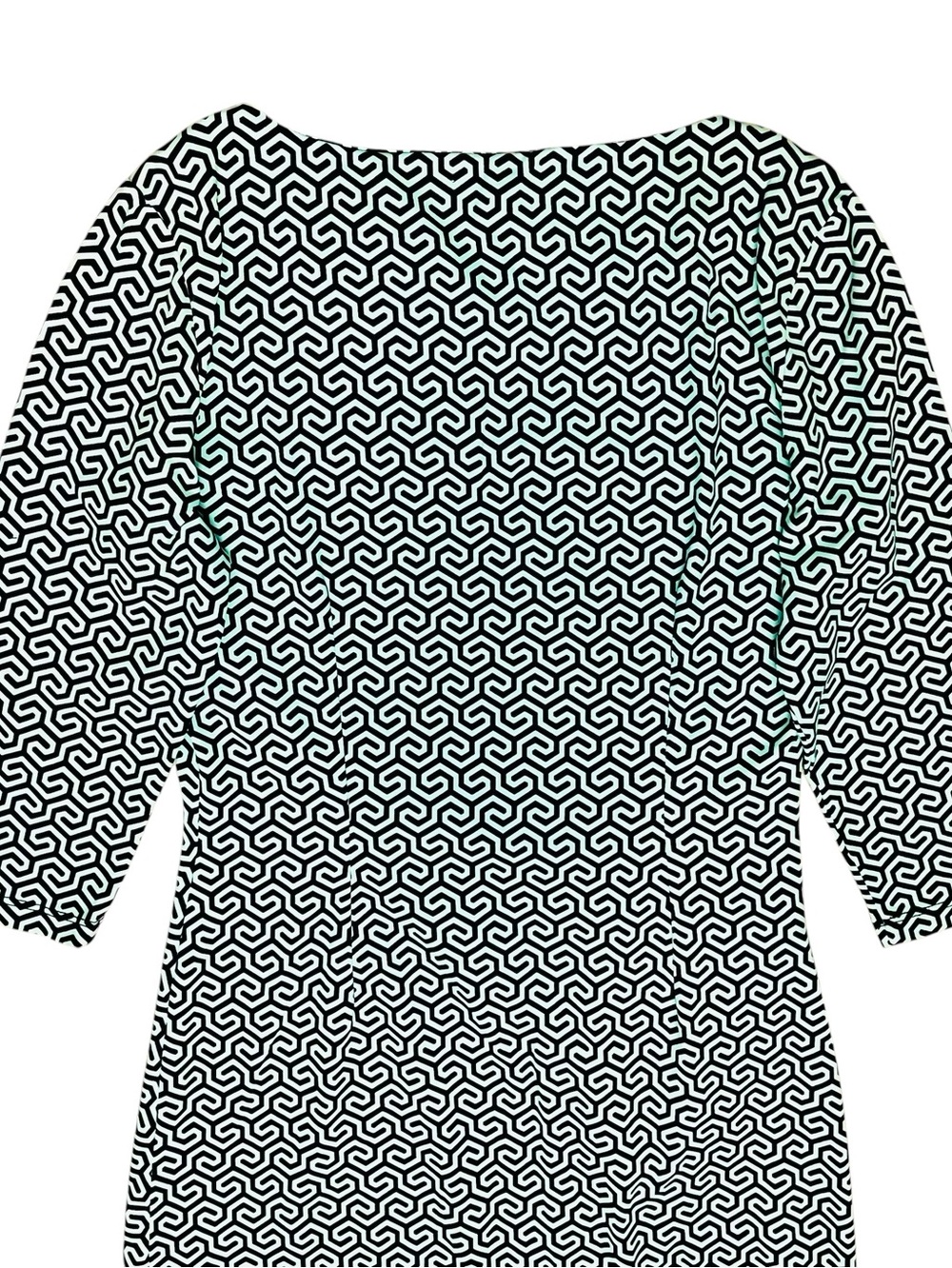 J McLaughlin Dress Catalina Cloth Mint Green Black Geometric Print Ruched Sz S - Picture 8 of 13